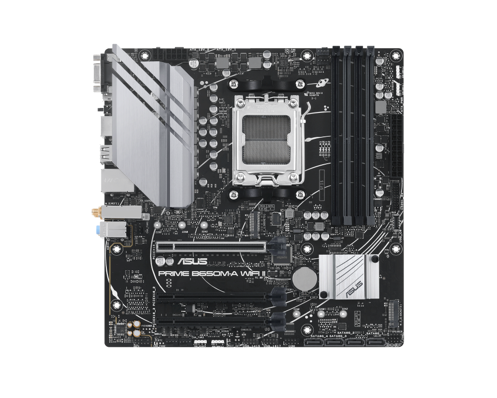 Дънна платка ASUS PRIME B650M WI-FI II socket AM5, 4xDDR5, Aura Sync, PCIe 5.0 SSD Slot 7