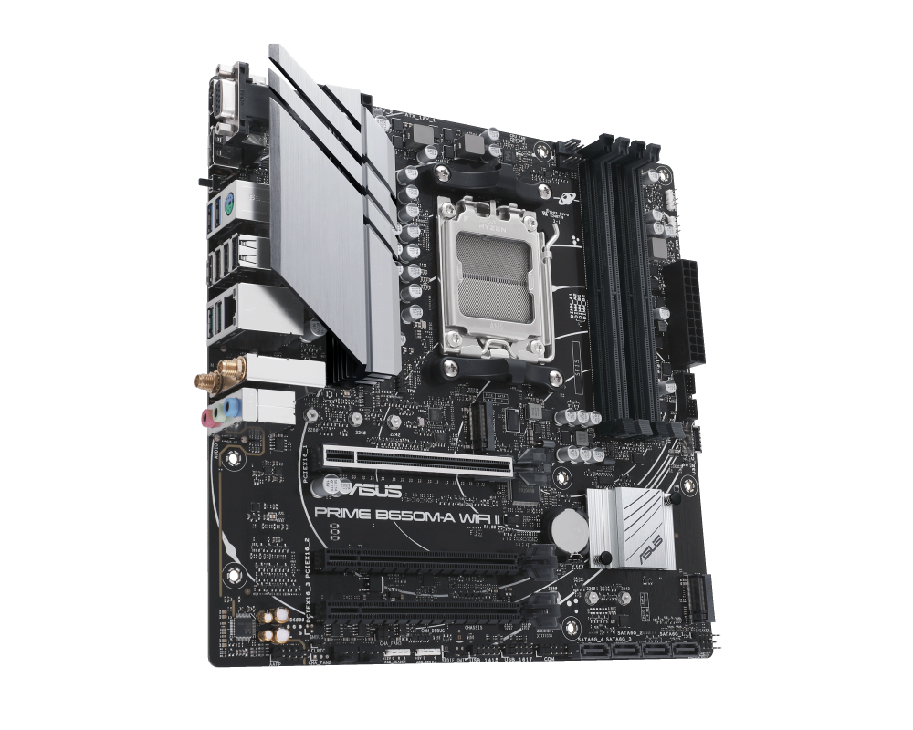 Дънна платка ASUS PRIME B650M WI-FI II socket AM5, 4xDDR5, Aura Sync, PCIe 5.0 SSD Slot 8