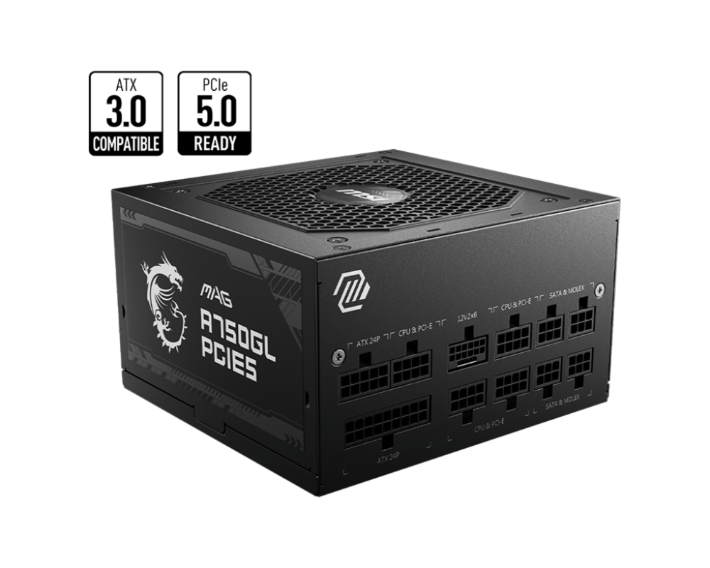 Захранване MSI MAG A750GL PCIE5, 750W, 80+ Gold 3