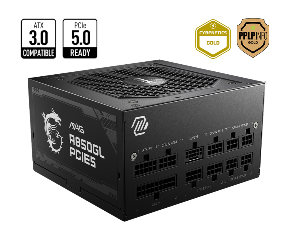 Захранване MSI MAG A850GL PCIE5, 850W, 80+ Gold 3