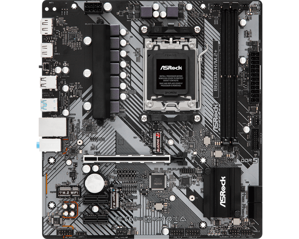 Дънна платка ASROCK B650M-H/M.2+, Socket AM5, 2xDDR5 9