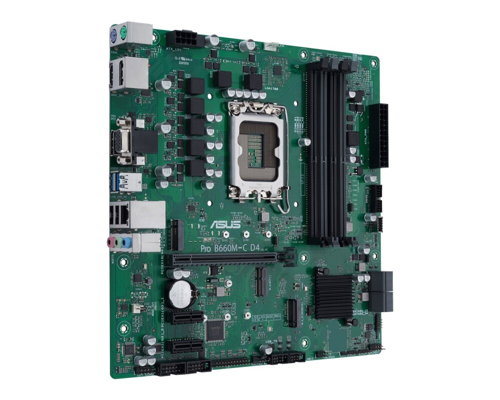 Дънна платка ASUS PRO B660M-C D4-CSM LGA1700 4xDIMM DDR4 TPM 4xSATA 2xM.2 1xHDMI 1xVGA 2xDP MB 2