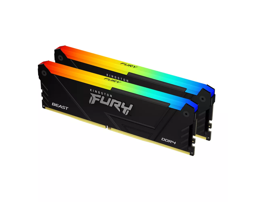 Памет 32GB (2x16GB) Kingston FURY Beast Black RGB DDR4 3600MHz 5