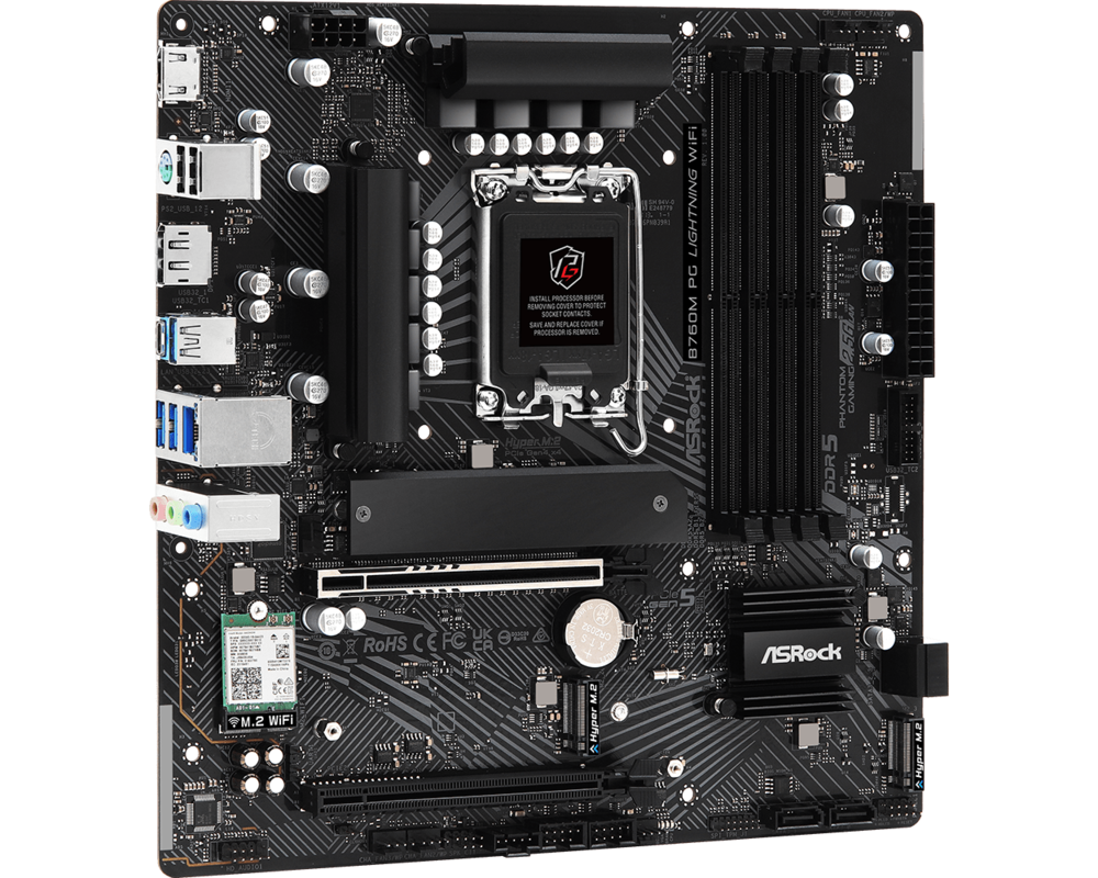 Дънна платка ASROCK B760M PG LIGHTNING WIFI LGA1700 mATX DDR5 WiFi 5