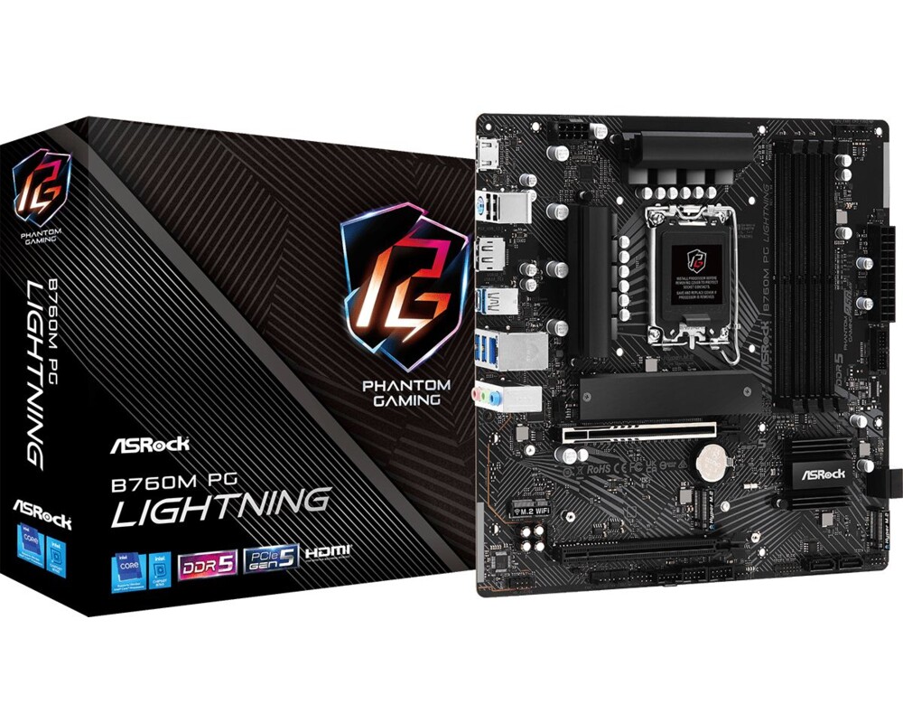 Дънна платка ASROCK B760M PG LIGHTNING WIFI LGA1700 mATX DDR5 WiFi 3