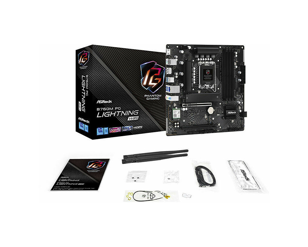 Дънна платка ASROCK B760M PG LIGHTNING WIFI LGA1700 mATX DDR5 WiFi 2