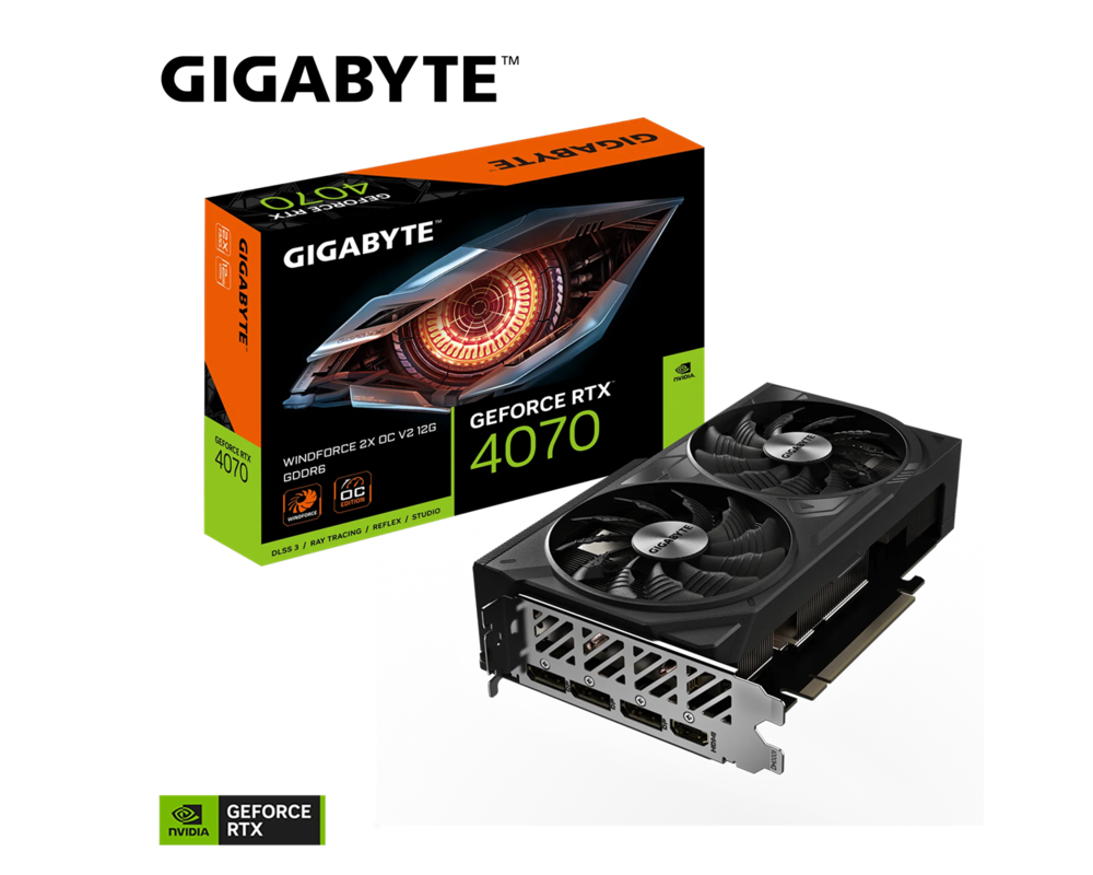 Видеокарта Gigabyte GeForce RTX™ 4070 WINDFORCE 2X OC V2 12G 10