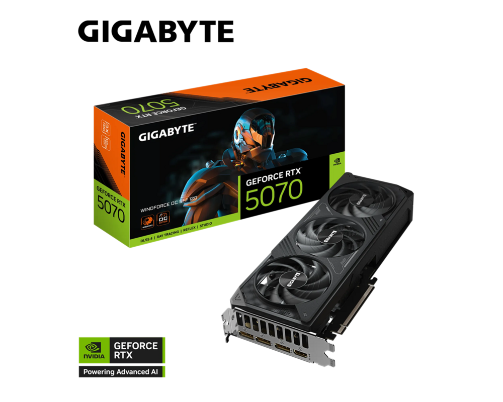 Видеокарта GIGABYTE RTX 5070 WINDFORCE OC SFF 12GB GDDR7 15