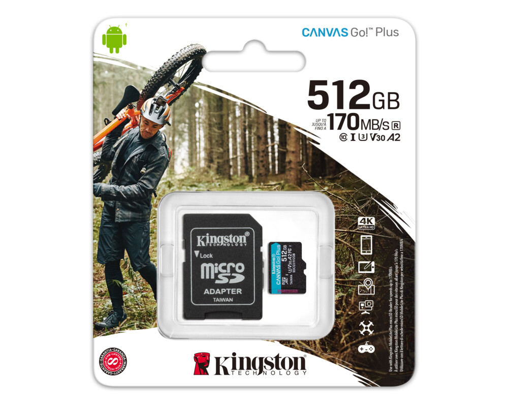 Флаш карта KINGSTON 512GB microSDXC Canvas Go Plus Gen4 200MB 8