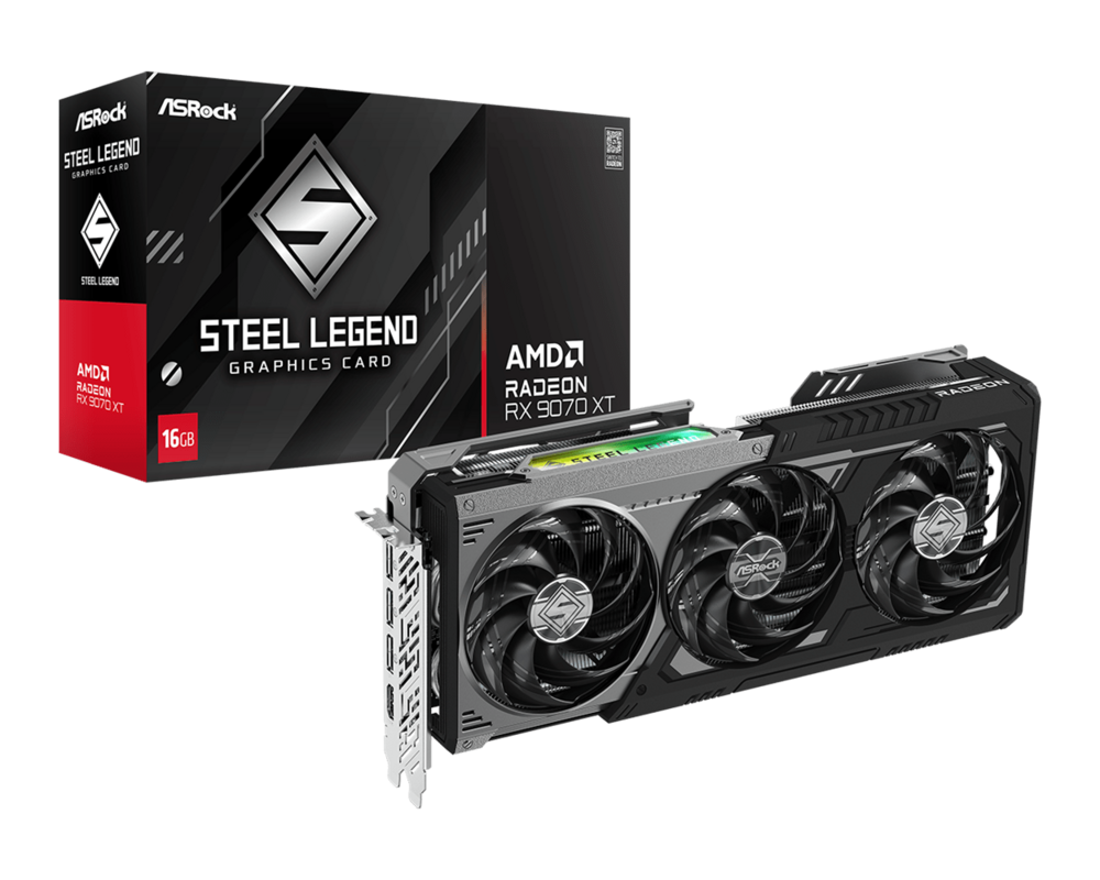 Видеокарта ASROCK AMD Radeon RX 9070 XT Steel Legend Dark 16GB GDDR6 15