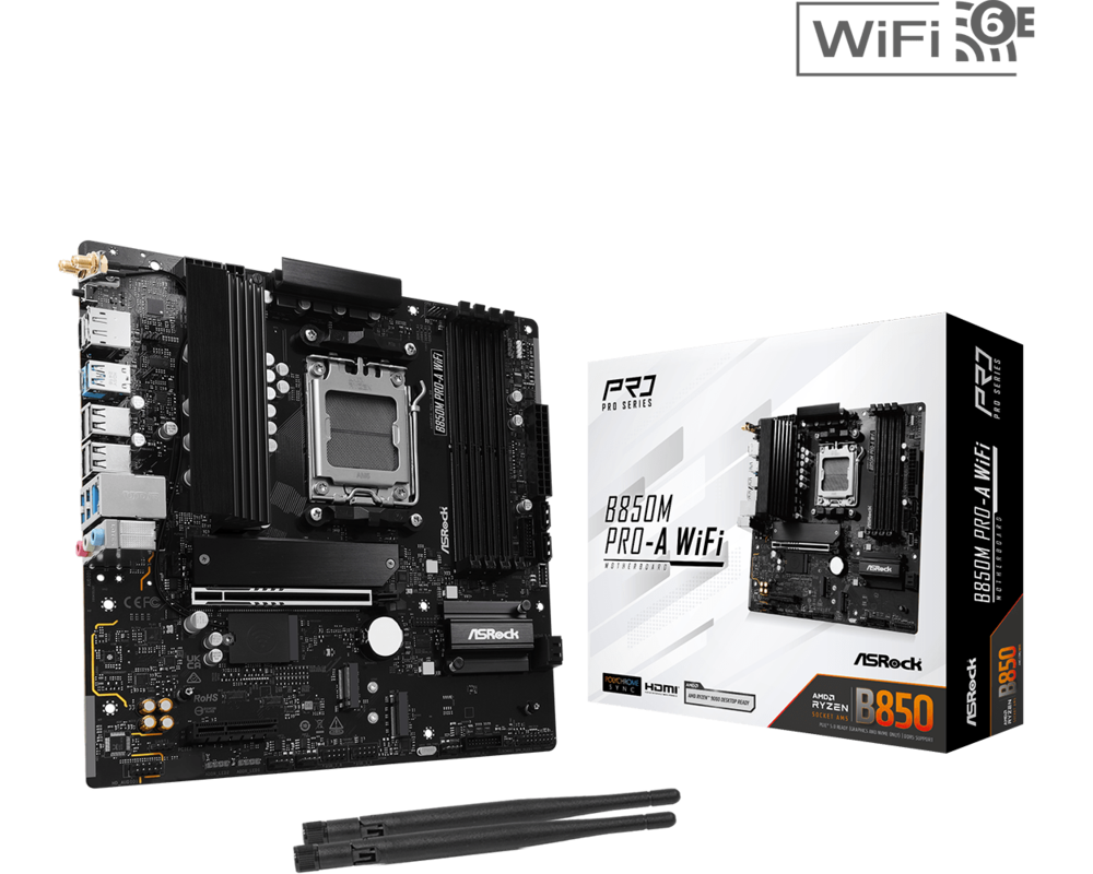 Дънна платка ASROCK B850M Pro-A WiFi AM5 DDR5 mATX MB 7
