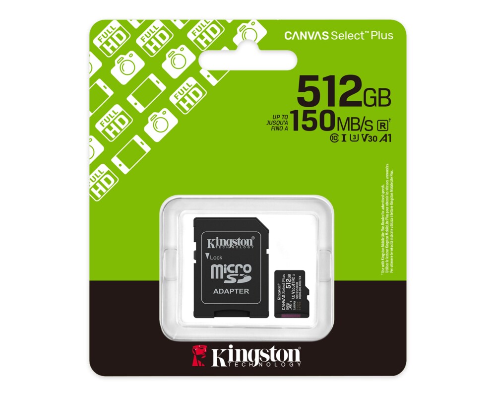 Флаш карта KINGSTON 512GB microSDXC Canvas Select Plus Gen3 150MB 3