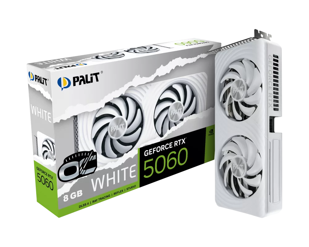 Видеокарта Palit GeForce RTX 5060 8GB White OC DLSS 4 7