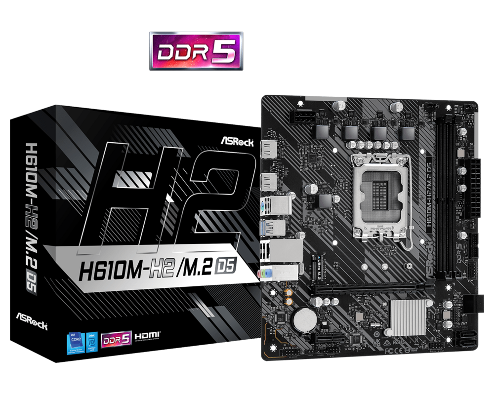 Дънна платка Asrock H610M-H2/M.2, LGA1700, DDR5, MATX 14 Дънна платка Asrock H610M-H2/M.2, LGA1700, DDR5, MATX 14