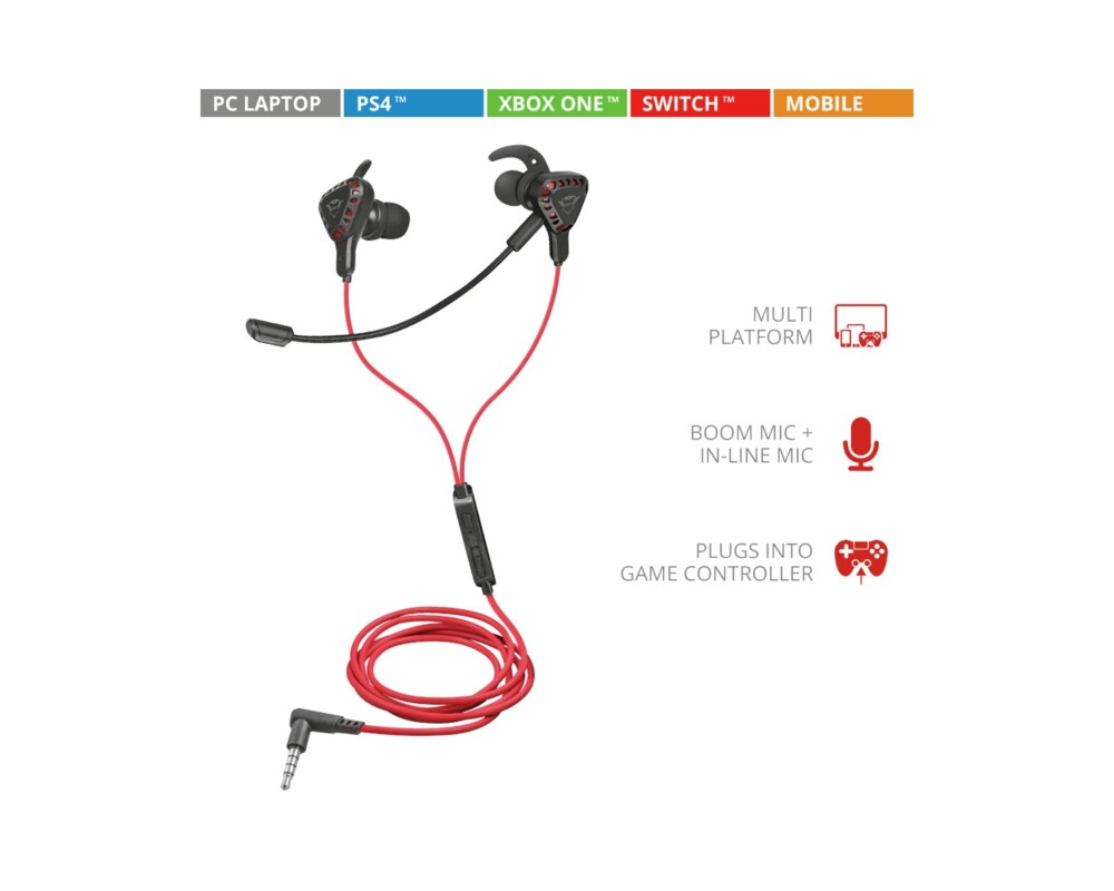 Слушалки TRUST GXT 408 Cobra Multiplatform Gaming Earphones 2