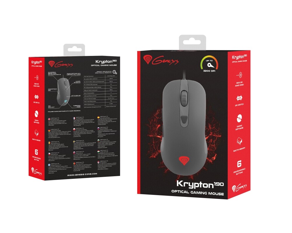 Мишка Genesis Gaming Mouse Krypton 190 Optical 3200Dpi With Software Black 3