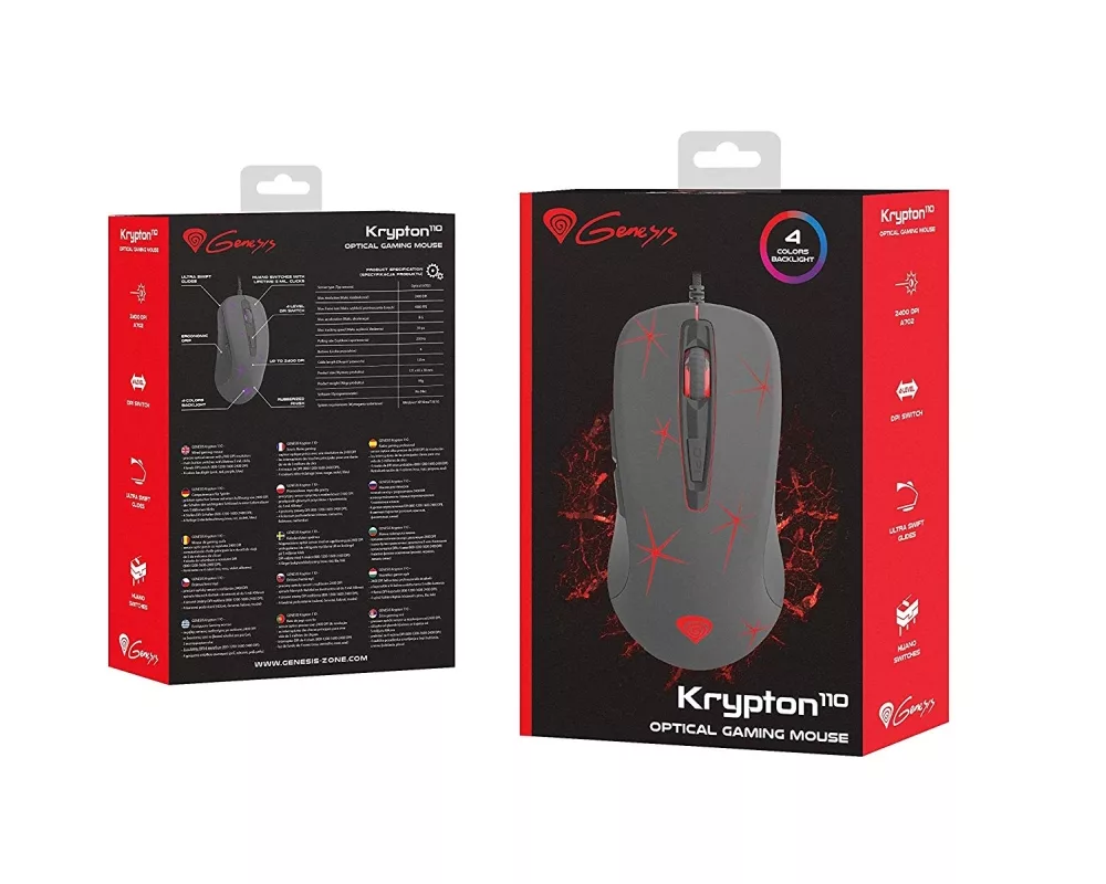 Мишка Genesis Gaming Mouse Krypton 110 Optical 2400Dpi Illuminated Black 3