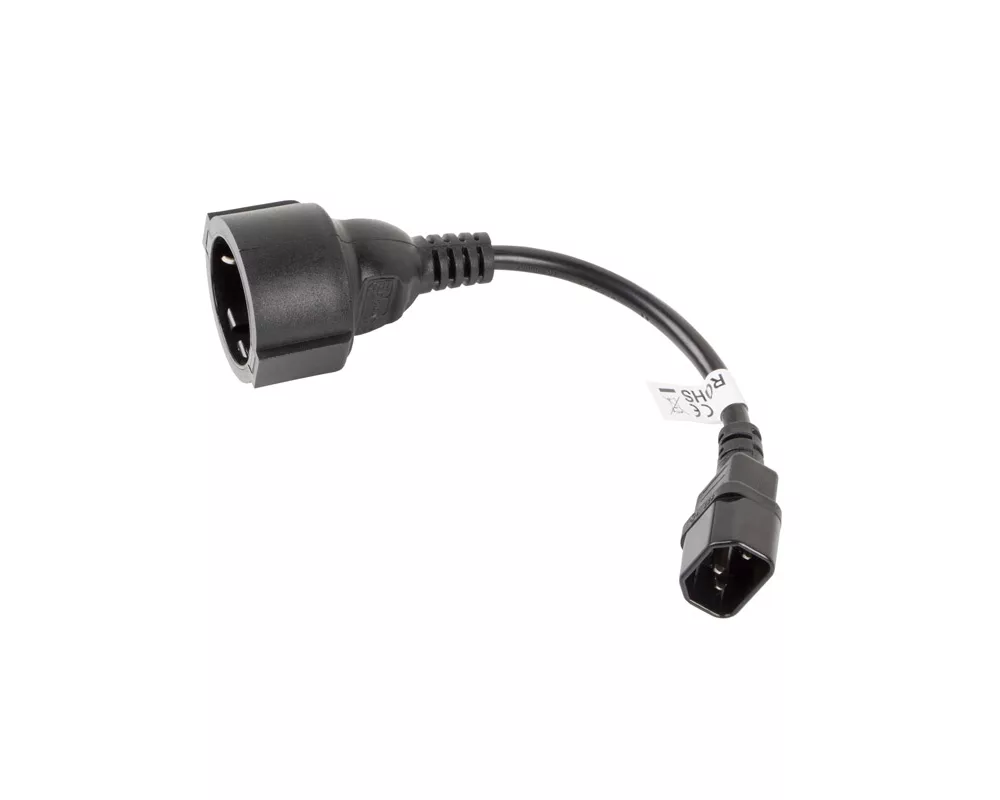 Кабел Lanberg extension power supply cable IEC 320 C14 -> Schuko (F) 20cm 2