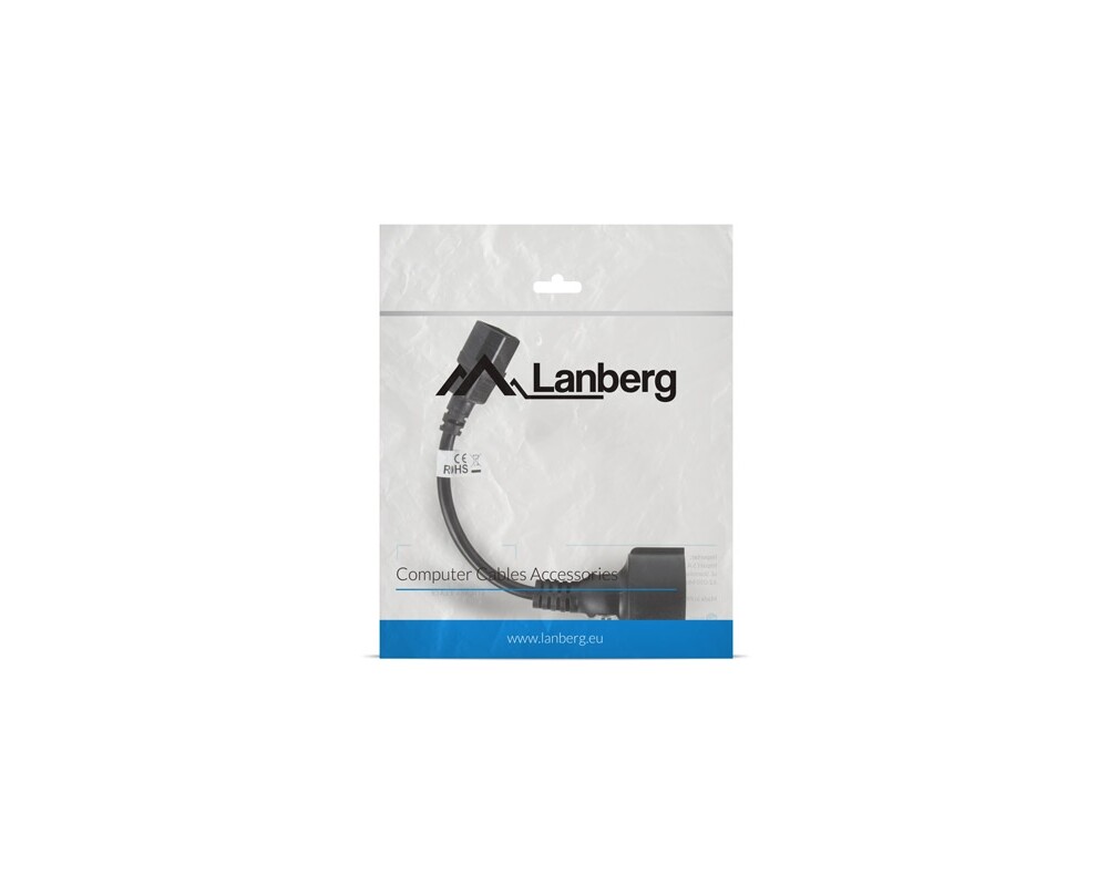 Кабел Lanberg extension power supply cable IEC 320 C14 -> Schuko (F) 20cm 3