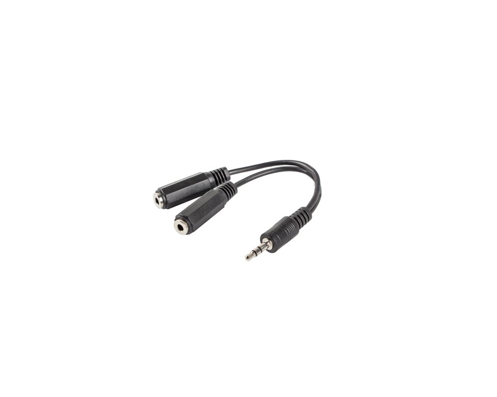 Аудио кабел Lanberg adapter jack stereo (M) -> jack stereo (F) X2 10cm 2