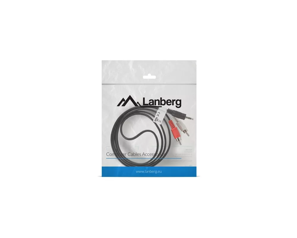Аудио кабел Lanberg mini jack 3.5mm (M) 3 pin -> 2X RCA (chinch) (M) cable 1.5m 3