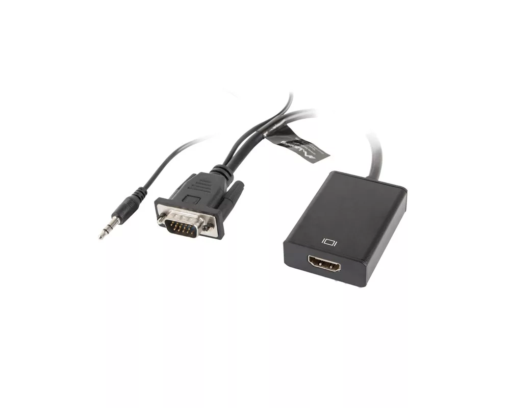 Адаптери Lanberg adapter VGA (f) + audio 3.5mm jack -> HDMI (m) 2