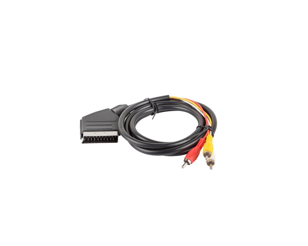 Кабел Lanberg cable SCART (EURO)-RCA x3 1.8m 2