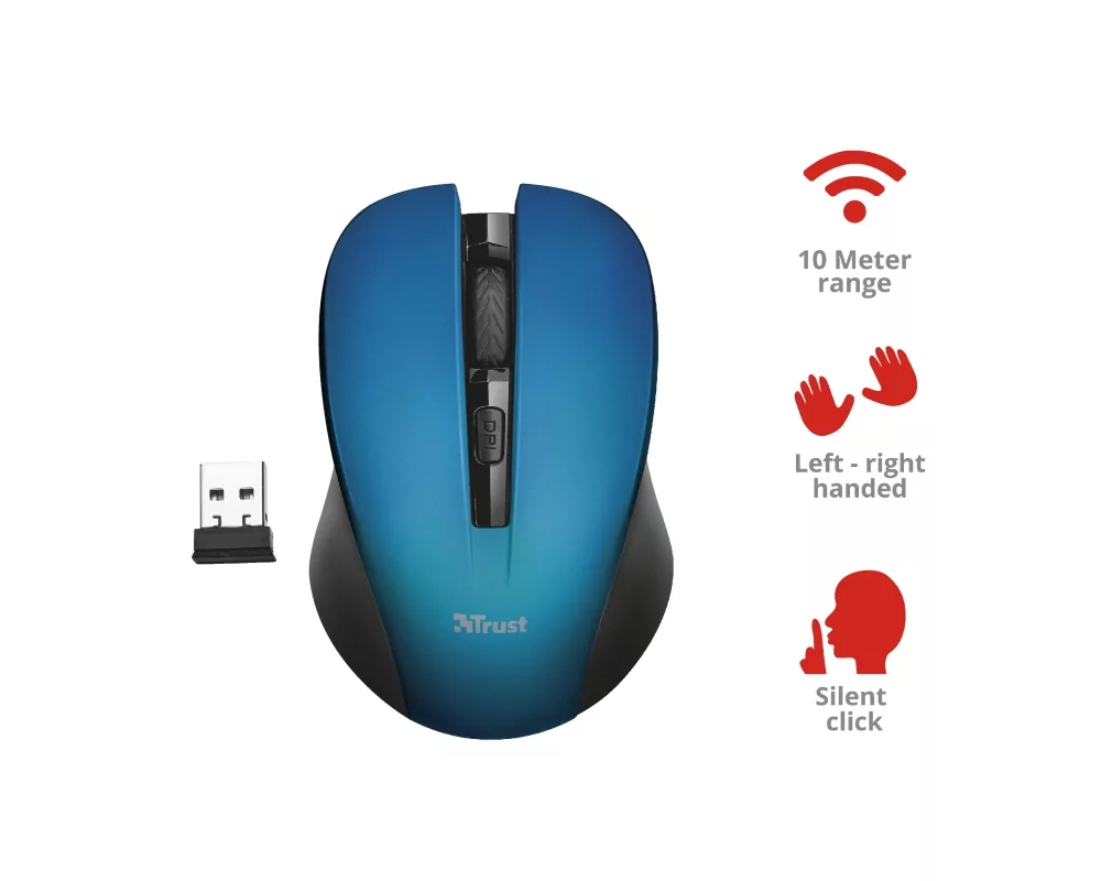 Мишка TRUST Mydo Silent Wireless Mouse BLU 2