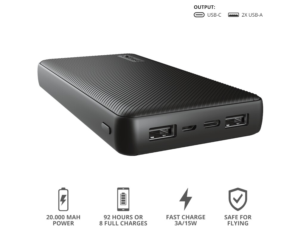 Външна батерия TRUST Primo Fast Powerbank 20000 mAh 3