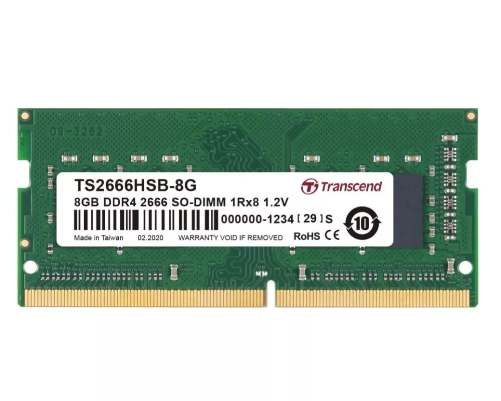 Памет Transcend 8GB TS DDR4 2666Mhz SO-DIMM 1Rx8 1Gx8 CL19 1.2V 2