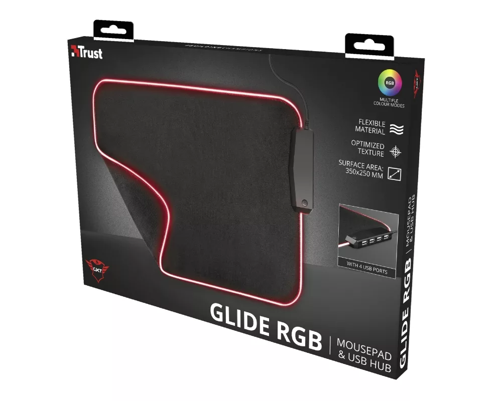 Пад за мишка TRUST GXT 765 Glide-Flex XXL RGB Flexible Mouse Pad HUB 10