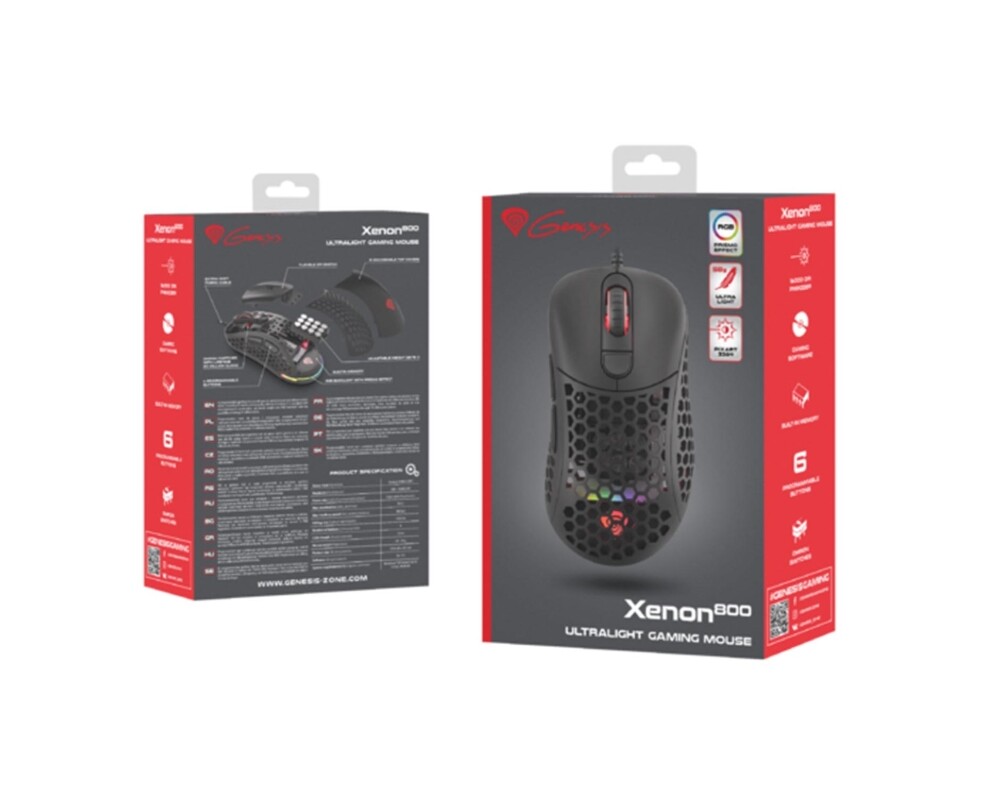 Мишка Genesis Ultralight Gaming Mouse Xenon 800 16000 dpi RGB Black 12