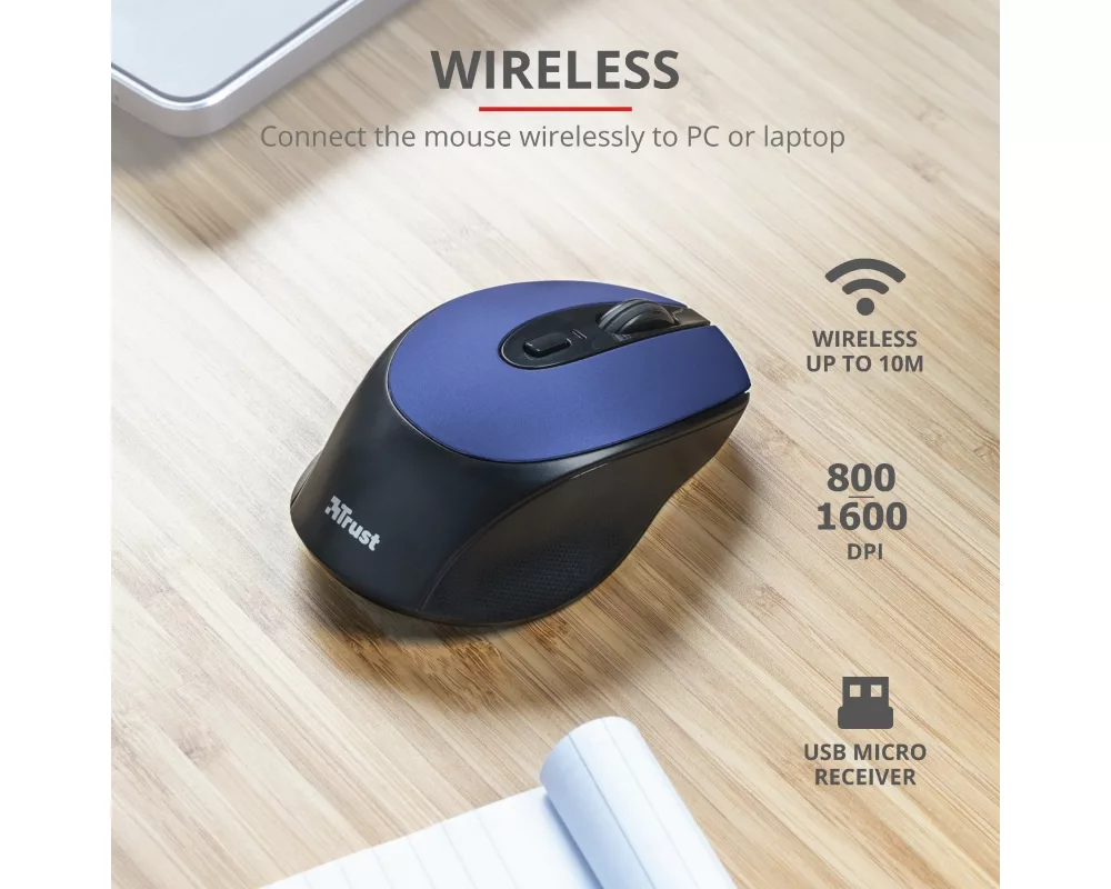 Мишка TRUST Zaya Wireless Rechargeable Mouse Blue 9