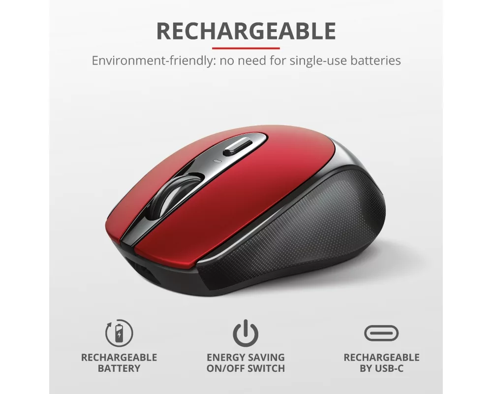 Мишка TRUST Zaya Wireless Rechargeable Mouse Red 7