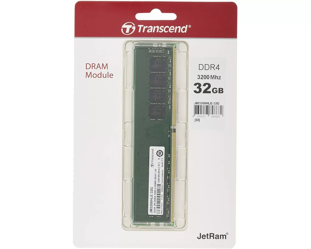 Памет Transcend 32GB JM DDR4 3200Mhz U-DIMM 2Rx8 2Gx8 CL22 1.2V 2