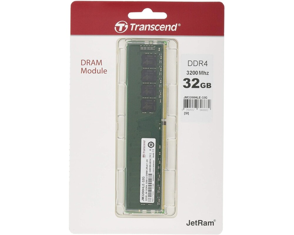 Памет Transcend 32GB JM DDR4 3200Mhz U-DIMM 2Rx8 2Gx8 CL22 1.2V