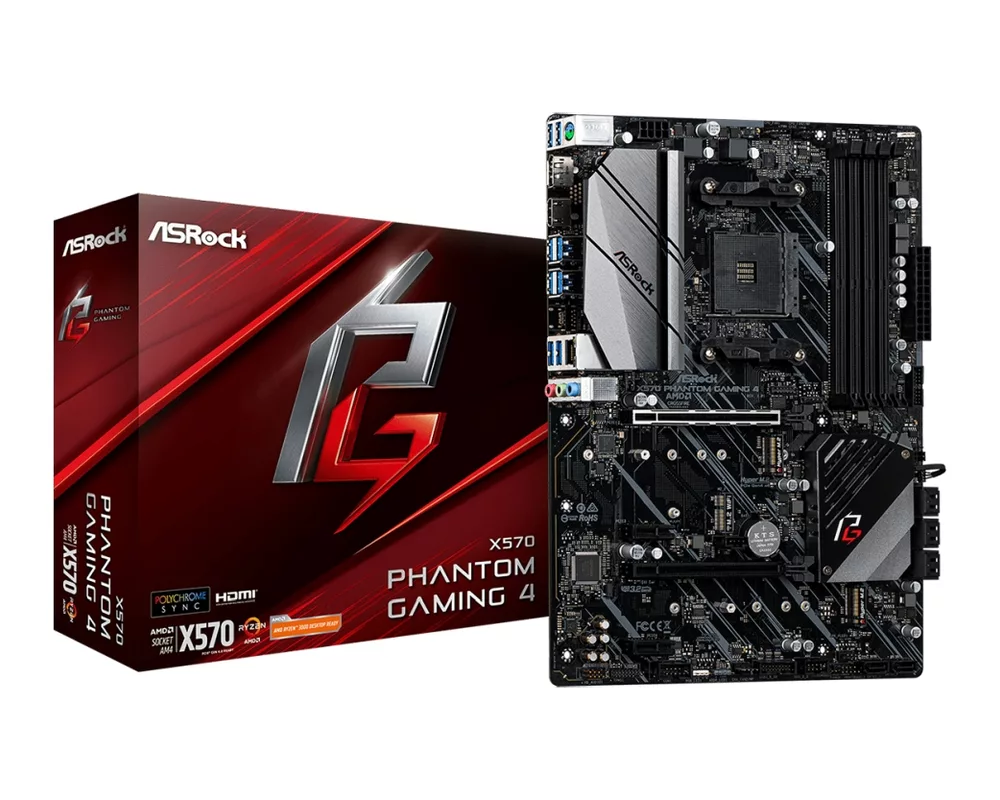 Дънна платка ASROCK X570 Phantom Gaming 4, socket AM4, RGB Polychrome, PCIE 4.0 2