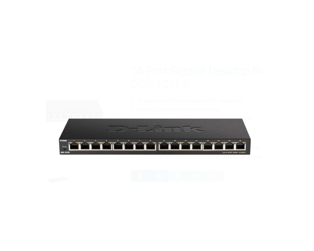 Switch (Комутатор) D-Link 16-Port 10/100/1000Mbps Unmanaged Gigabit Ethernet Switch 2