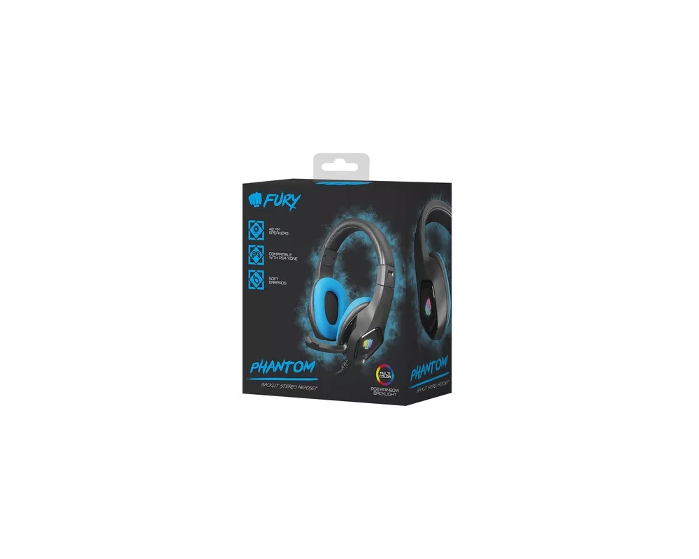 Слушалки Fury Gaming Headset Phantom Black-Blue 5