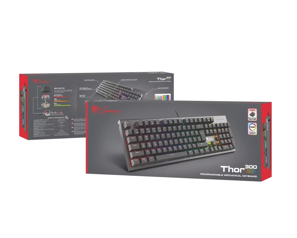 Клавиатура Genesis Mechanical Gaming Keyboard Thor 300 RGB US Layout RGB Backlight Red Switch Software 7