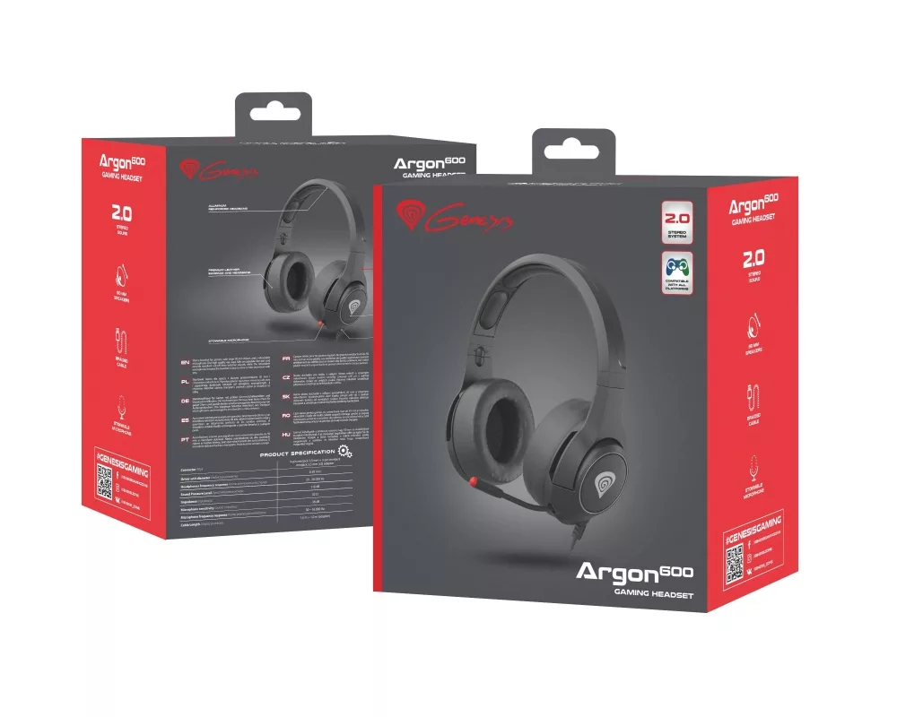 Слушалки Genesis Headset Argon 600 With Microphone Adapter Black 7