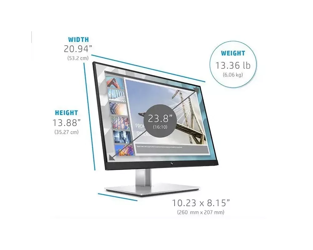 Монитор HP E24i G4 24inch IPS WUXGA 1920x1200 16:10 Display Port HDMI VGA 5xUSB 3 6