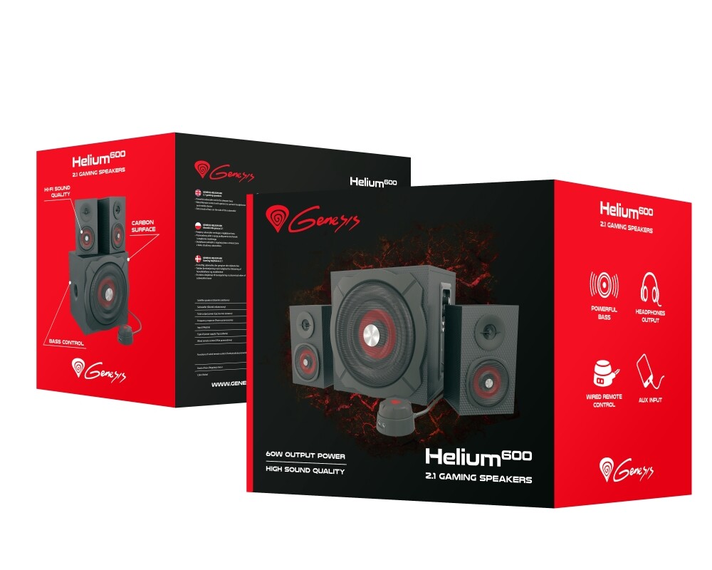 Тонколони Genesis Speakers Helium 600 60W Rms 2.1 Black Wired Remote Control 6
