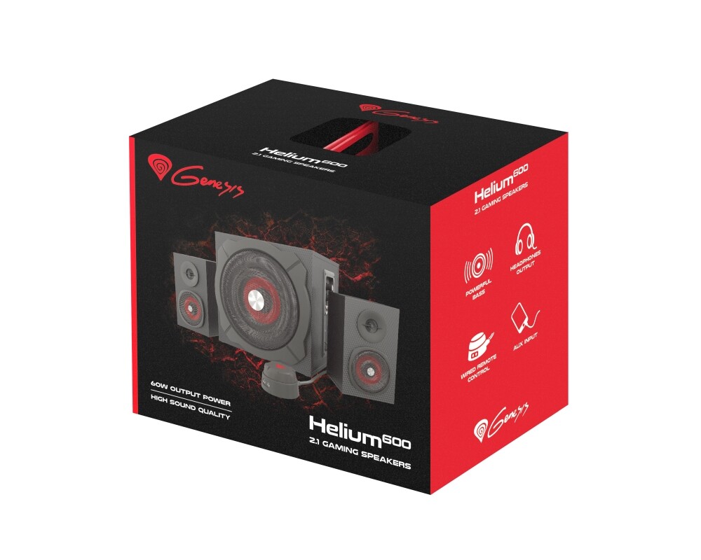 Тонколони Genesis Speakers Helium 600 60W Rms 2.1 Black Wired Remote Control 5