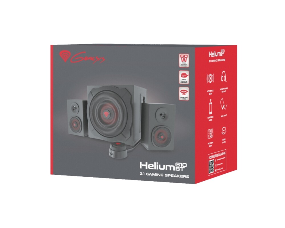 Тонколони Genesis Speakers Helium 610BT 60W Rms 2.1 Black Wired Remote Control 6