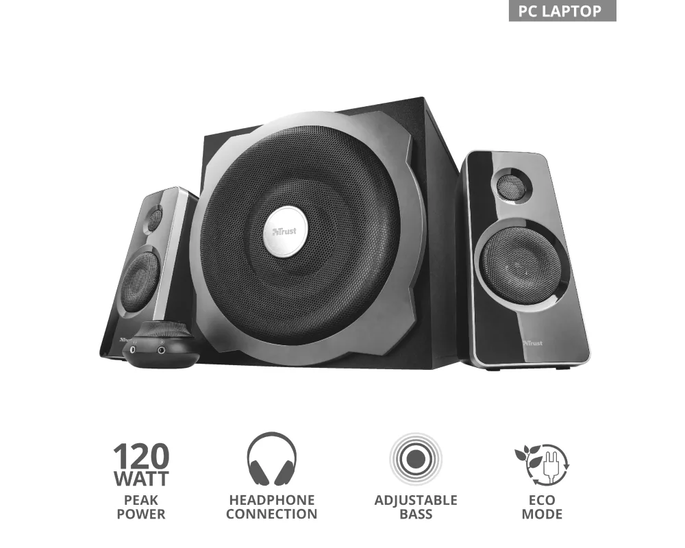 Тонколони TRUST Tytan 2.1 Subwoofer Speaker Set - black 4