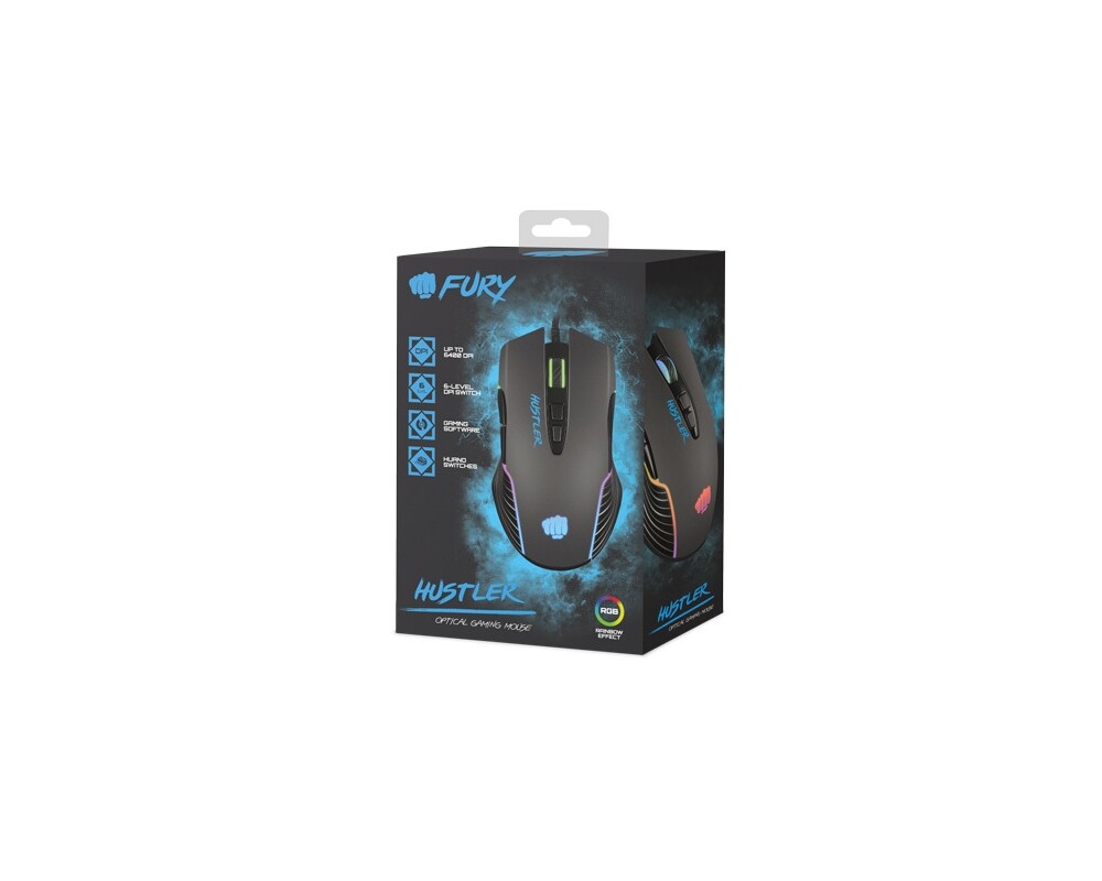 Мишка Fury Gaming Mouse Hustler 6400DPI Optical With Software RGB Backlight 3