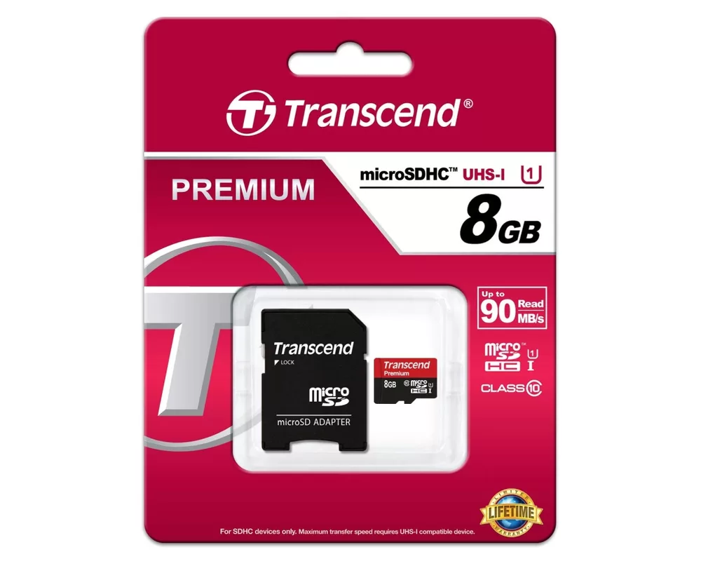 Флаш карта Transcend 8GB micro SDHC UHS-I Premium (with adapter 3