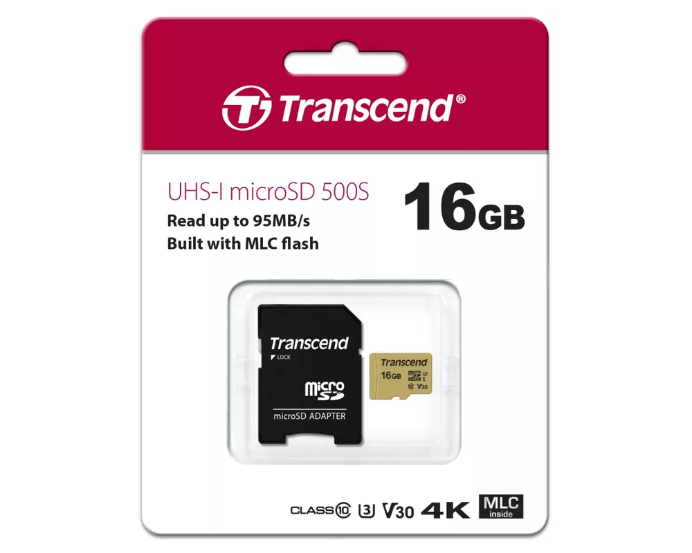 Флаш карта Transcend 16GB micro SD UHS-I U3 (with adapter) 2