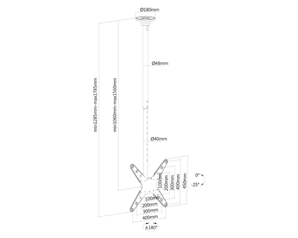 Стойка NewStar Flat Screen Ceiling Mount (Height: 106-156 cm) 3
